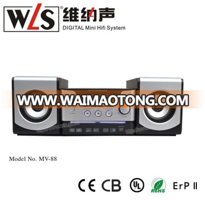 China hot selling mini dvd player with usb port and high quality wooden speaker